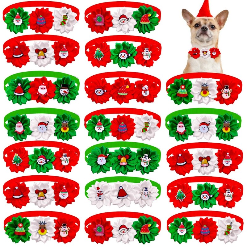 2Pcs Cute Christmas Flower Adjust Neckbands for Dogs and Cats