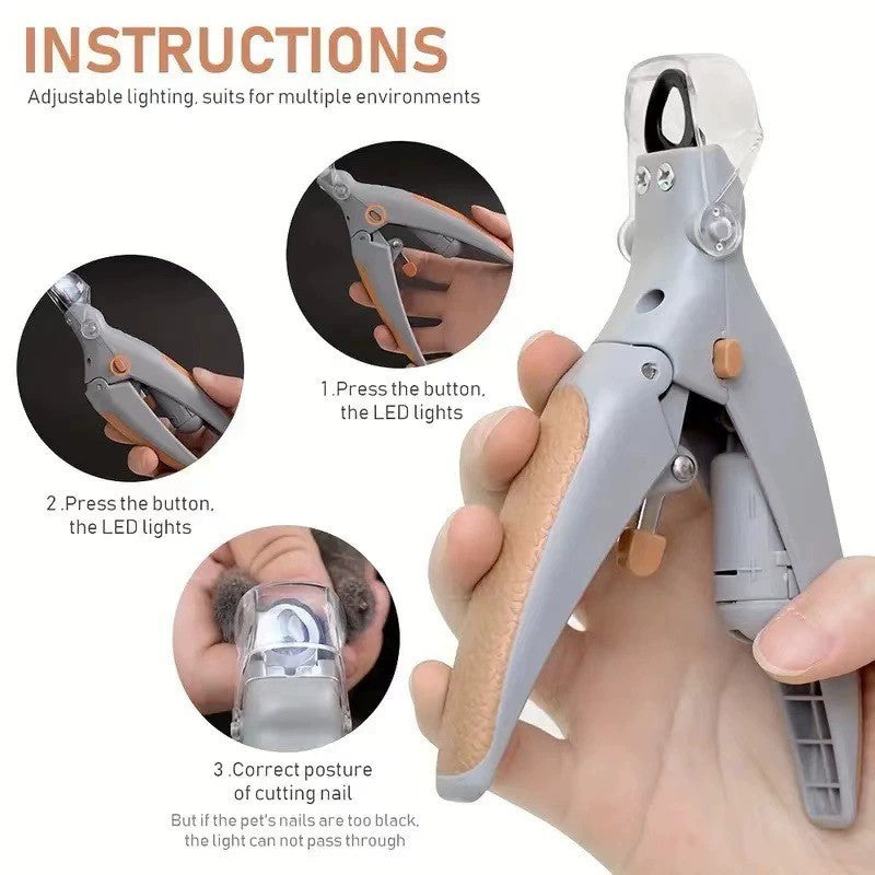 Illuminated Pet Nail Claw Clipper with 5X Magnificatio Scissor Safe with LED Pet Grooming  ﻿