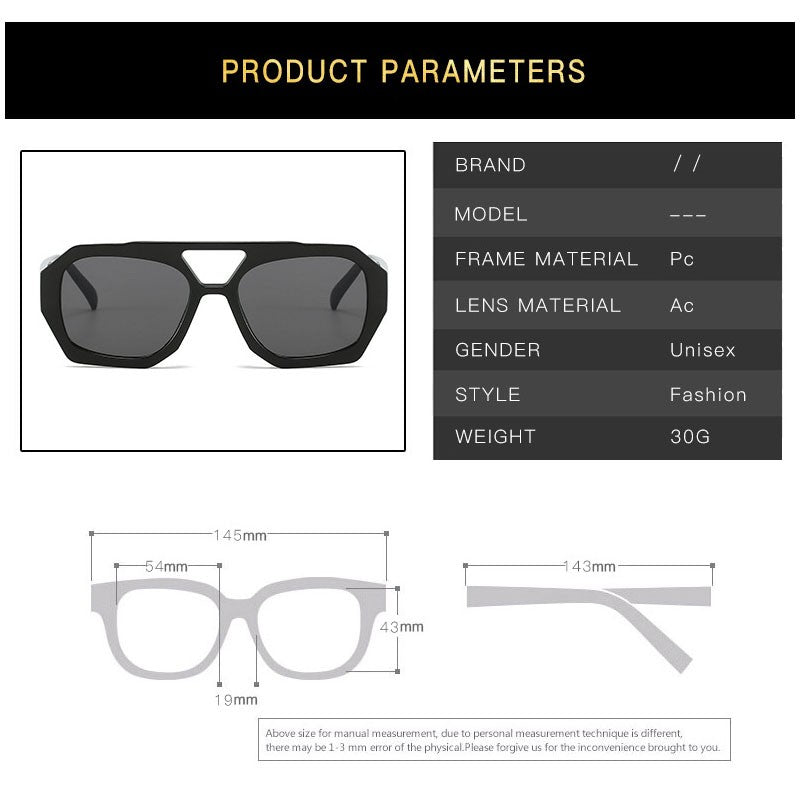 Trendy Hexagonal Aviator Sunglasses Women Men Hexagon Square Sun Glasses ﻿