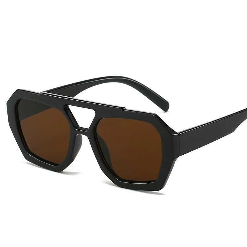 Trendy Hexagonal Aviator Sunglasses Women Men Hexagon Square Sun Glasses ﻿