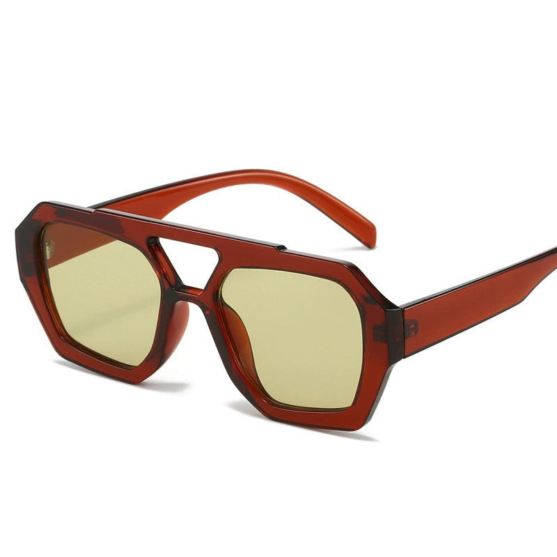 Trendy Hexagonal Aviator Sunglasses Women Men Hexagon Square Sun Glasses ﻿