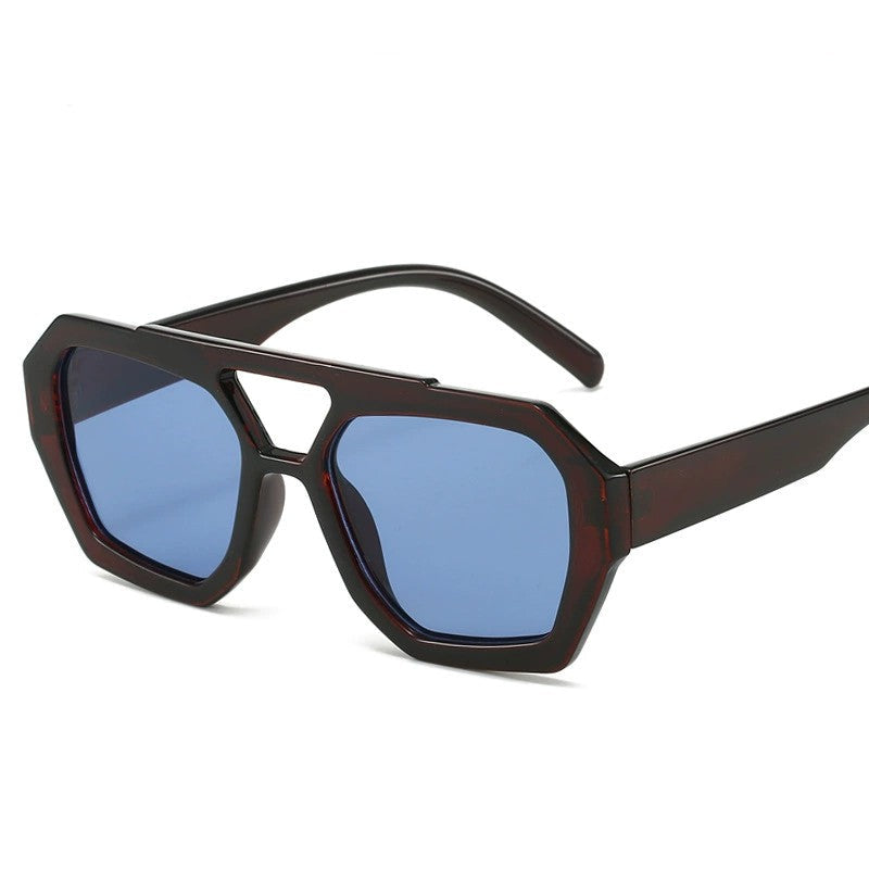 Trendy Hexagonal Aviator Sunglasses Women Men Hexagon Square Sun Glasses ﻿