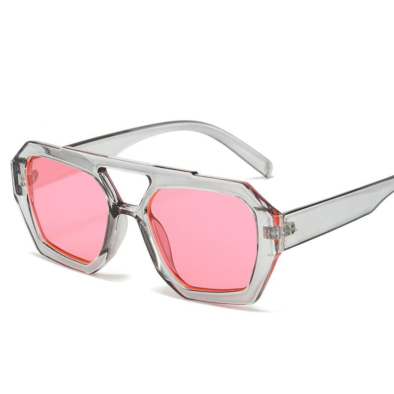 Trendy Hexagonal Aviator Sunglasses Women Men Hexagon Square Sun Glasses ﻿