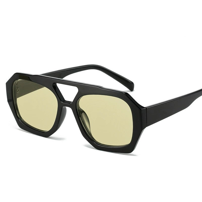 Trendy Hexagonal Aviator Sunglasses Women Men Hexagon Square Sun Glasses ﻿
