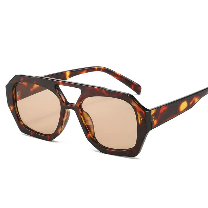 Trendy Hexagonal Aviator Sunglasses Women Men Hexagon Square Sun Glasses ﻿