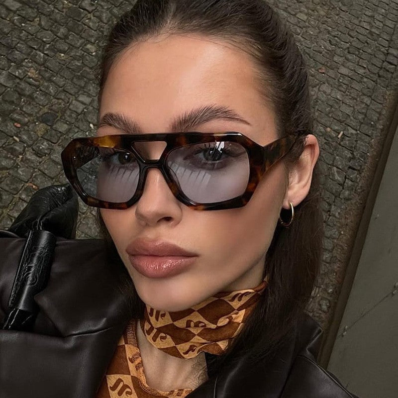 Trendy Hexagonal Aviator Sunglasses Women Men Hexagon Square Sun Glasses ﻿