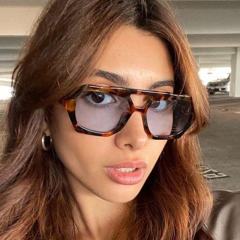 Trendy Hexagonal Aviator Sunglasses Women Men Hexagon Square Sun Glasses ﻿