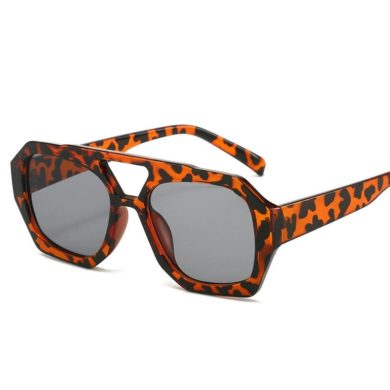 Trendy Hexagonal Aviator Sunglasses Women Men Hexagon Square Sun Glasses ﻿