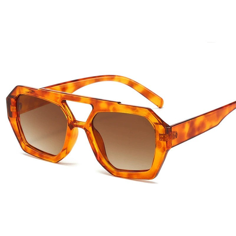 Trendy Hexagonal Aviator Sunglasses Women Men Hexagon Square Sun Glasses ﻿