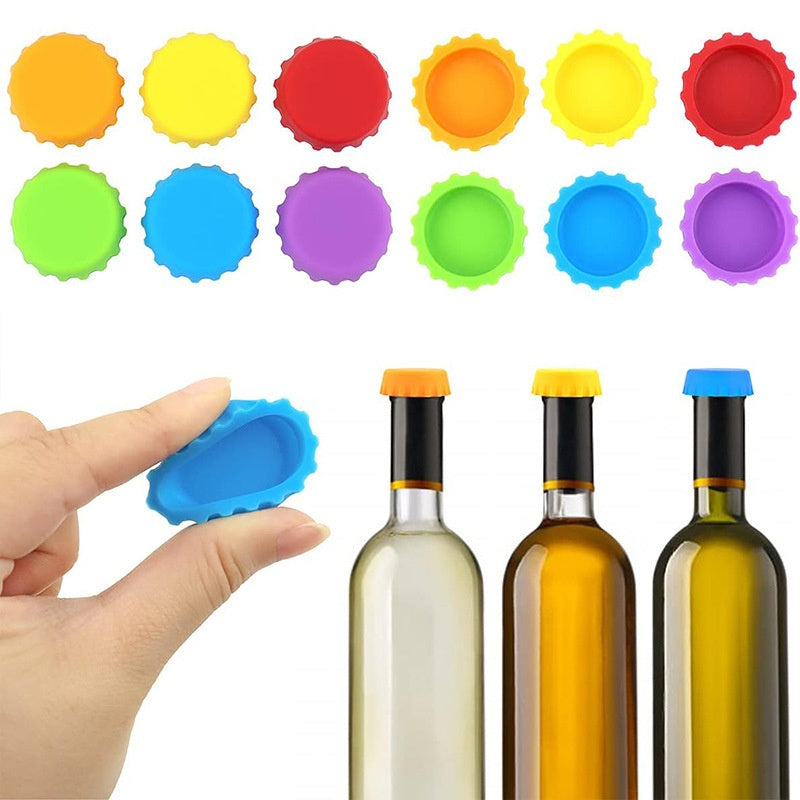 6/12 PCS Silicone Rubber Bottle Caps Kitchen Gadgets