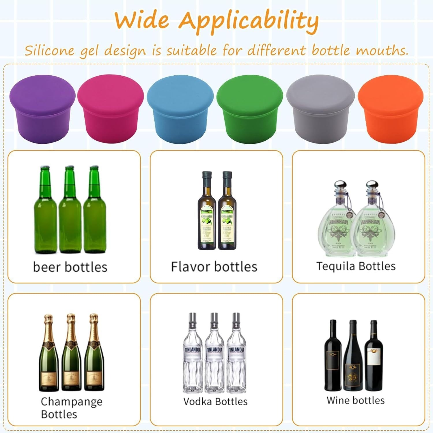 6/12 PCS Silicone Rubber Bottle Caps Kitchen Gadgets