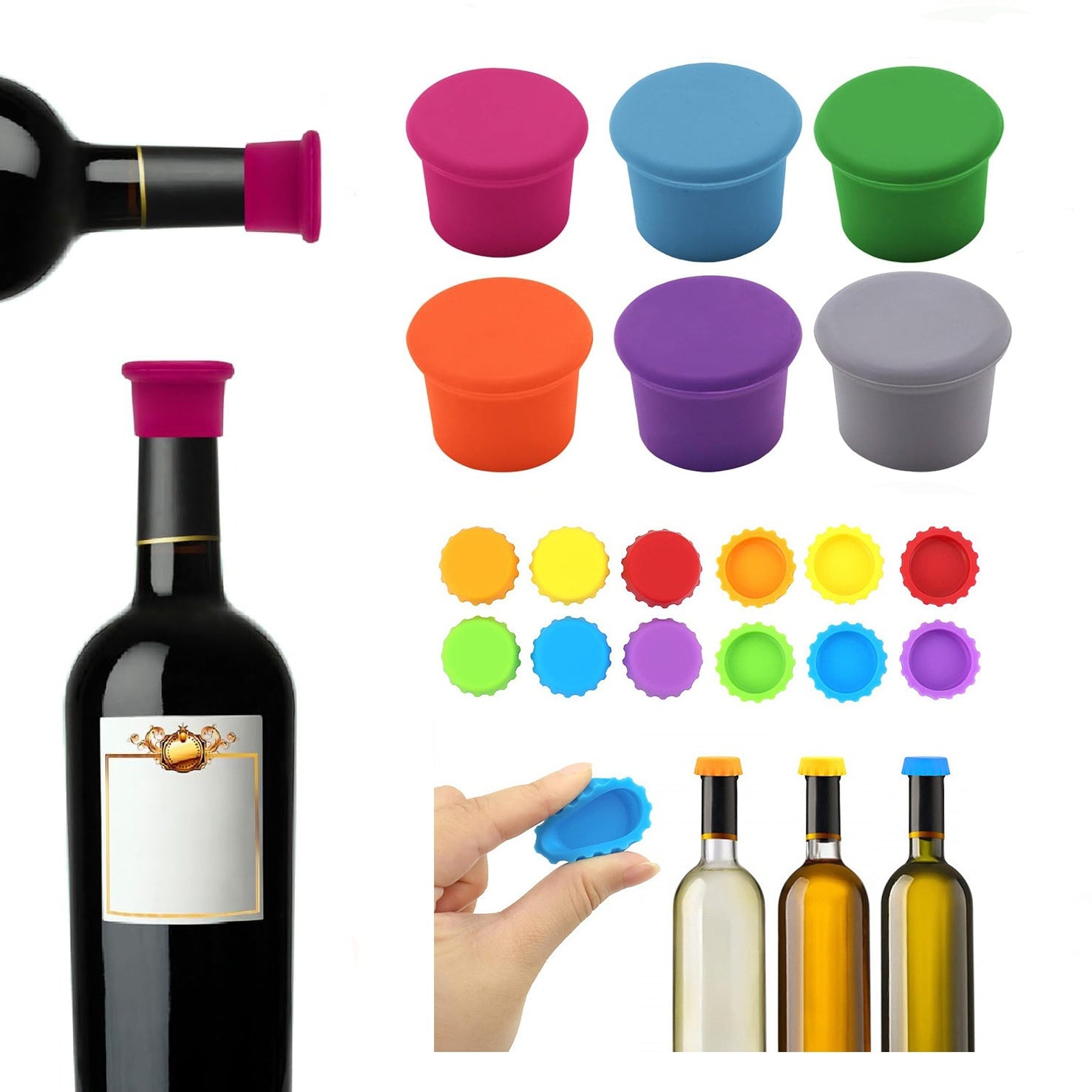 6/12 PCS Silicone Rubber Bottle Caps Kitchen Gadgets