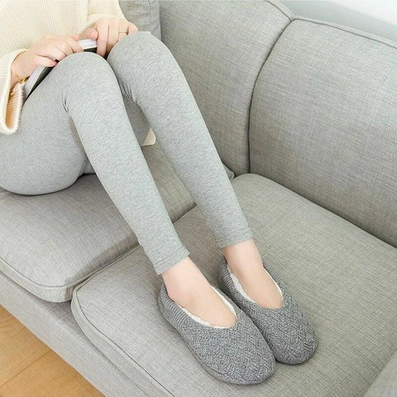 Women Knit Slipper Socks Ankle Short Fleece Lined Thicken Home Anti Slip