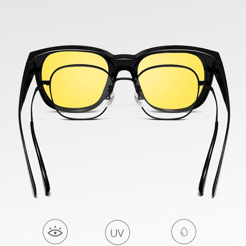 Fit Over Sunglasses for Men & Women, Oversized Square Shades with UV Protection