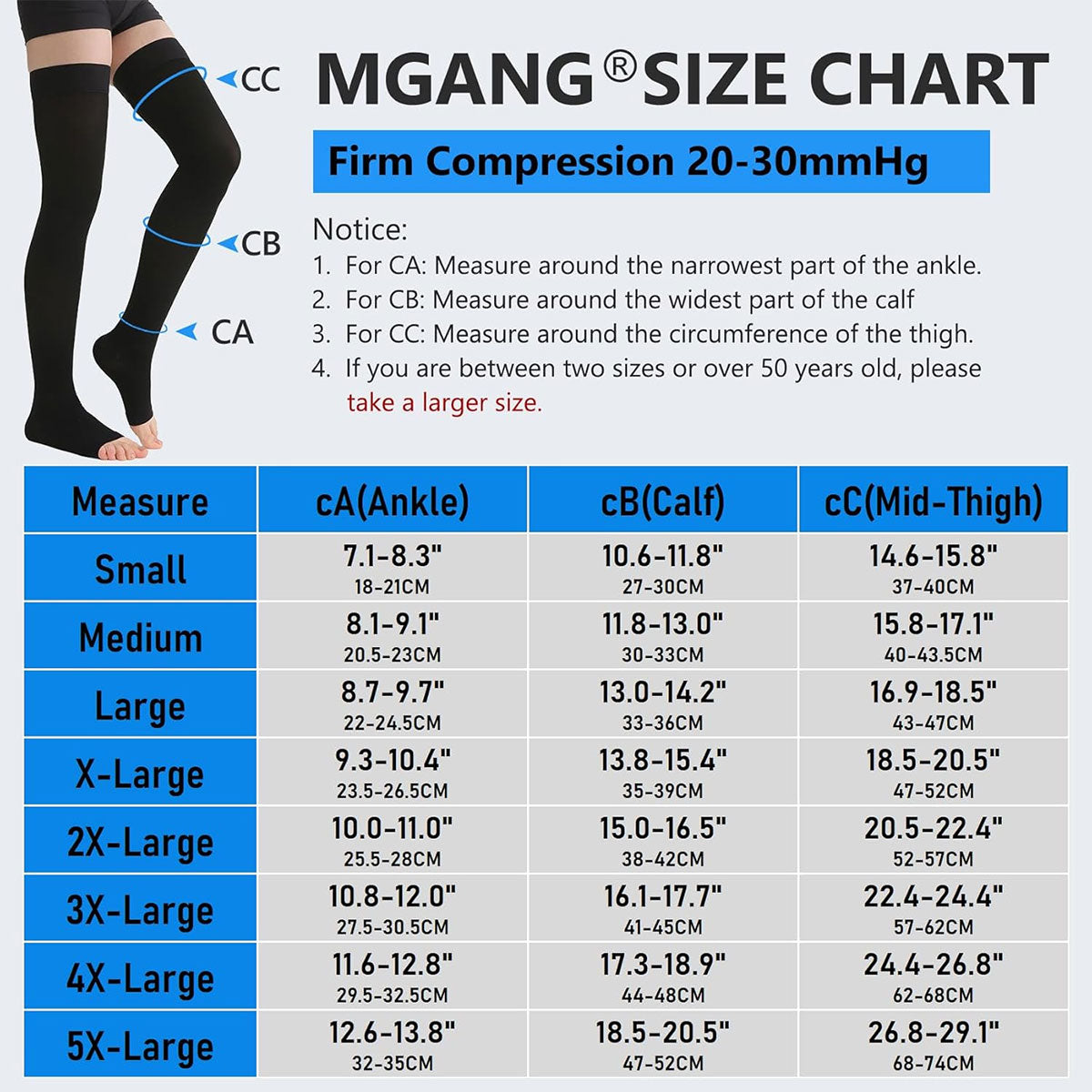 Thigh High Compression Socks Firm Support 20-30mmHg Stockings for Women & Men