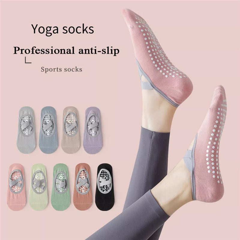 Womens Non-Slip Yoga Grip Trampoline Socks Pilates Gym Sport Fitness Ballet Dance Trainer