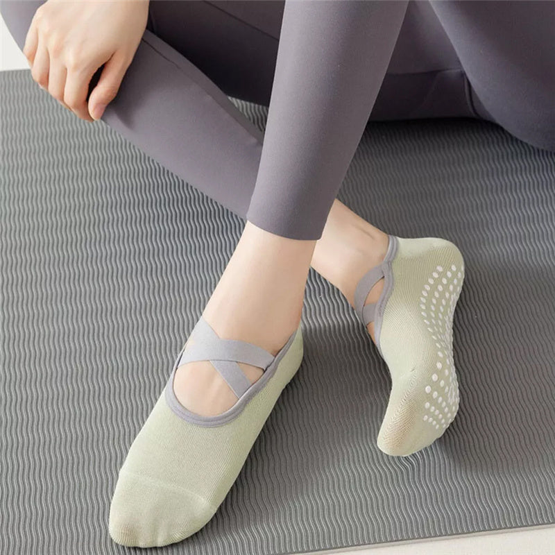 Womens Non-Slip Yoga Grip Trampoline Socks Pilates Gym Sport Fitness Ballet Dance Trainer