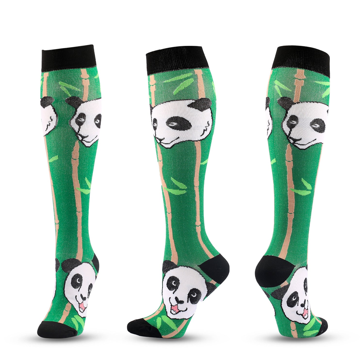 6 Pairs Knee-High Compression Socks Animal Cartoon Pattern Sports Stockings