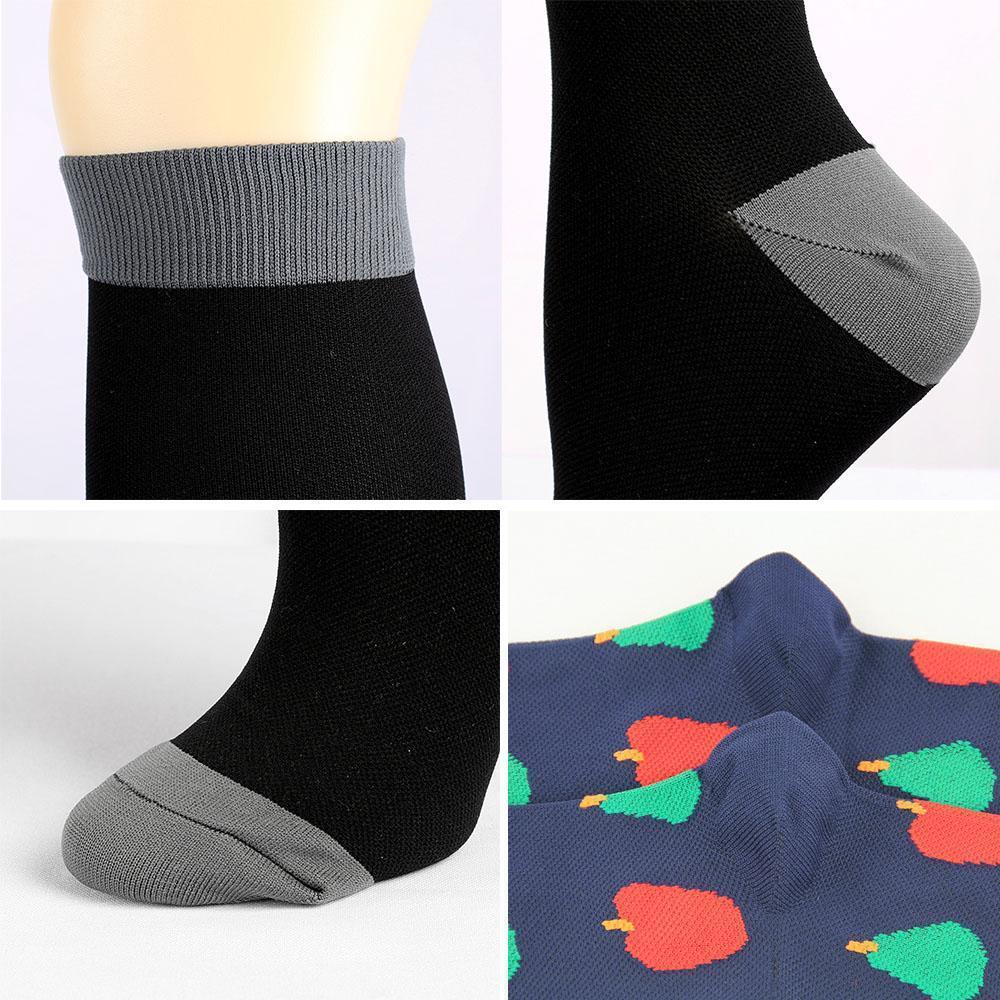 Knee-High Compression Socks Trigonometric Geometry Pattern Sports Nylon Stockings
