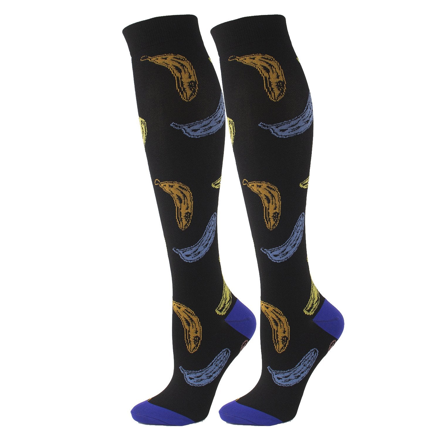 6 Pairs Knee-High Compression Socks Fruit Pattern Sports Stockings