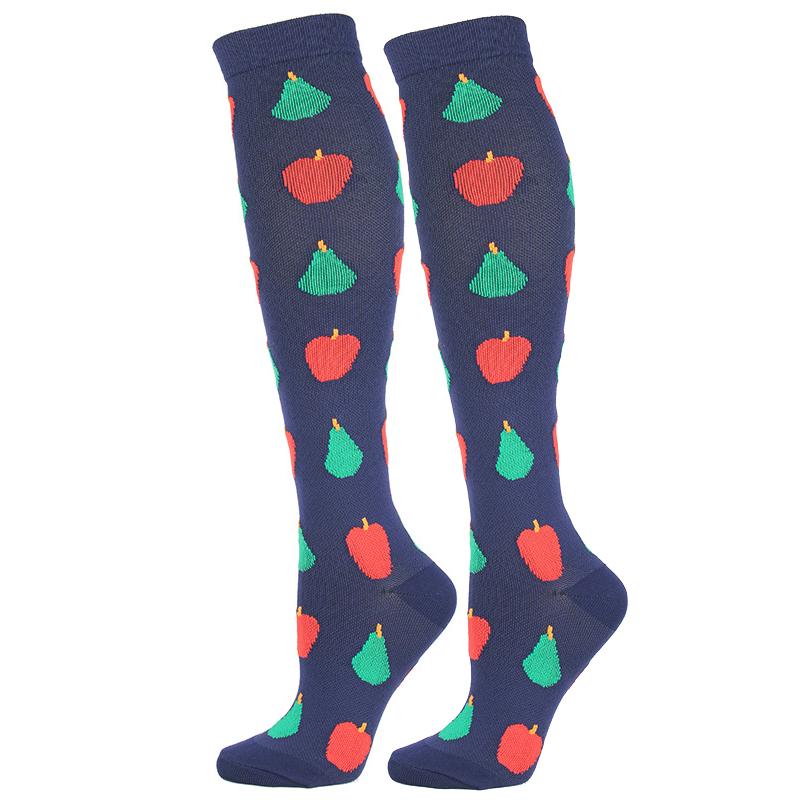 6 Pairs Knee-High Compression Socks Fruit Pattern Sports Stockings