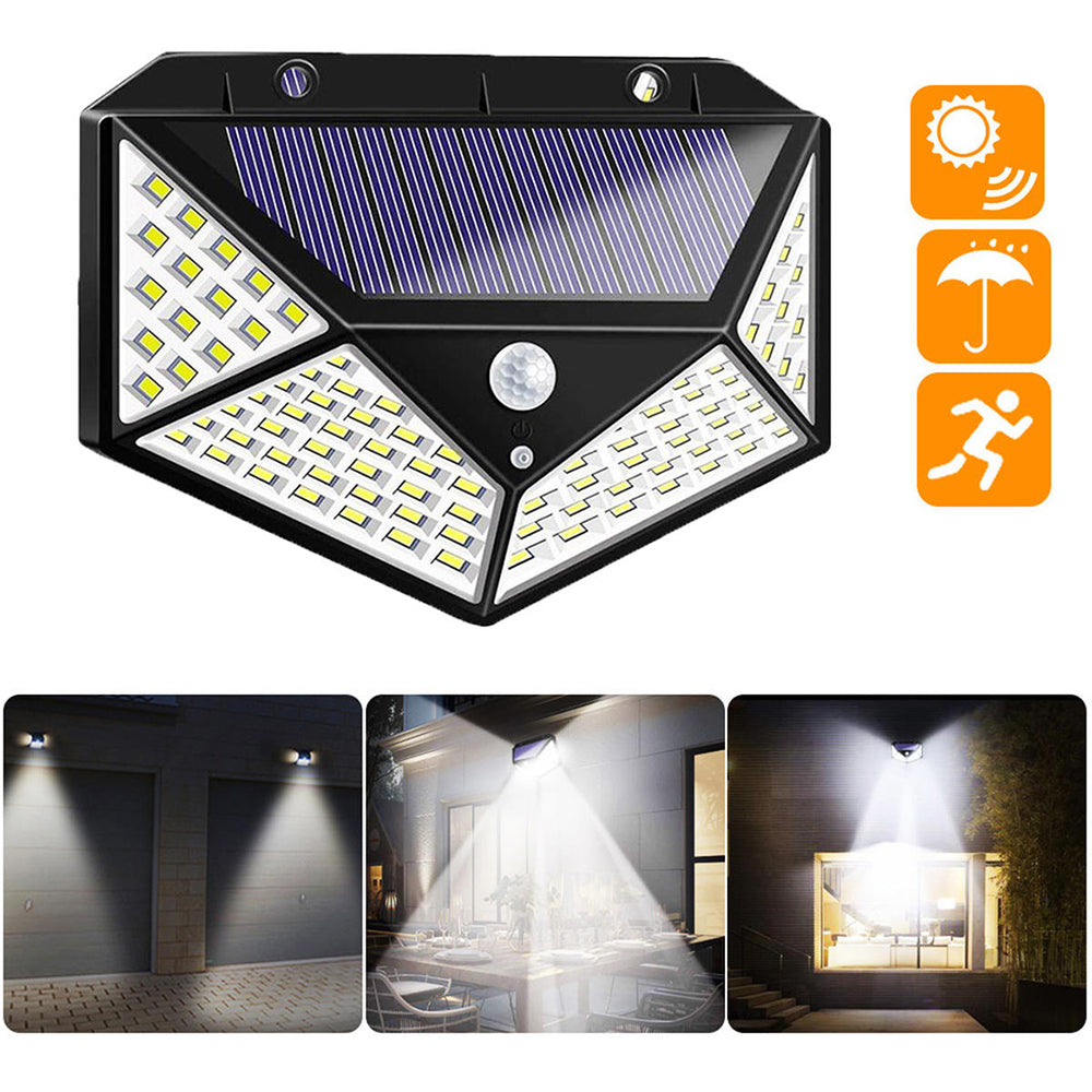 100-LED Solar Lights PIR Motion Sensor Wall Night Light Garden Lamp