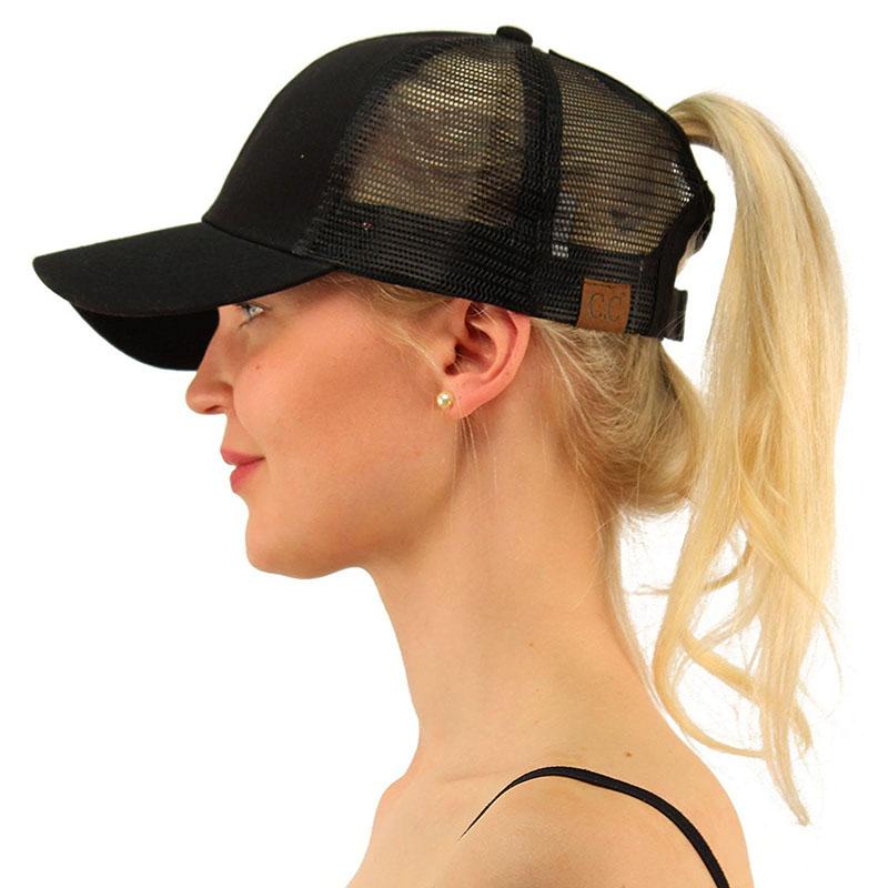 Womens Ponycaps Plain Ponytail Baseball Cap Hat