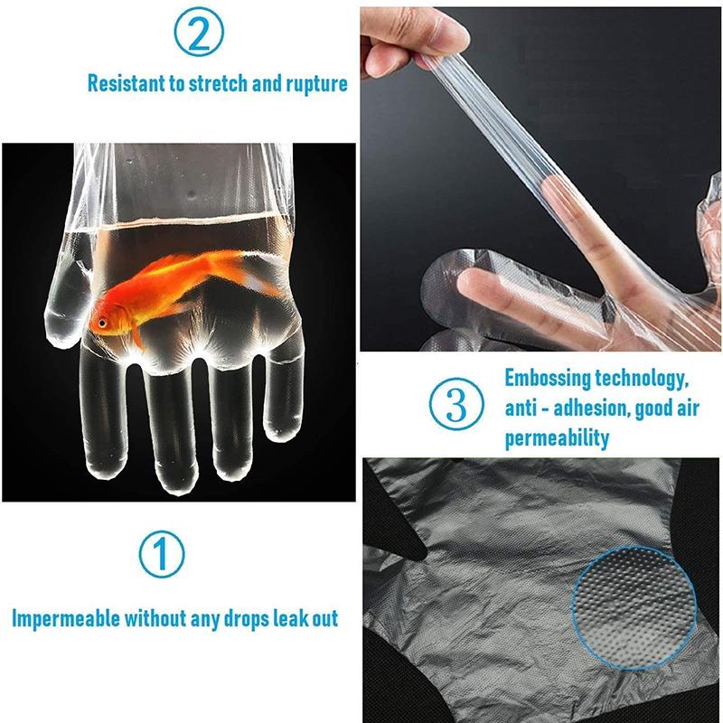 200pcs Disposable Food Safe Clear Plastic Gloves