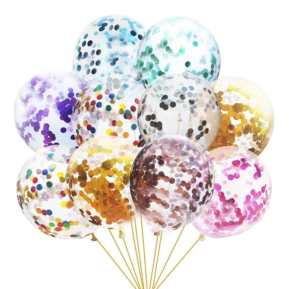 100pcs Rainbow Multicolor Confetti Balloons Glitter Latex Party Balloons