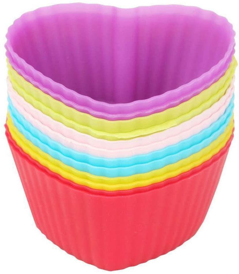 10Pcs Heart Shaped Cupcake Liners Silicone Baking Cups Molds