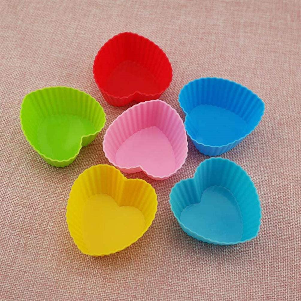 10Pcs Heart Shaped Cupcake Liners Silicone Baking Cups Molds