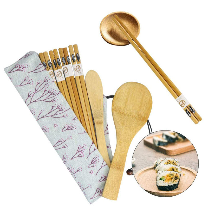 10 Piece DIY Sushi Making Tool Set with Canvas Package Bag