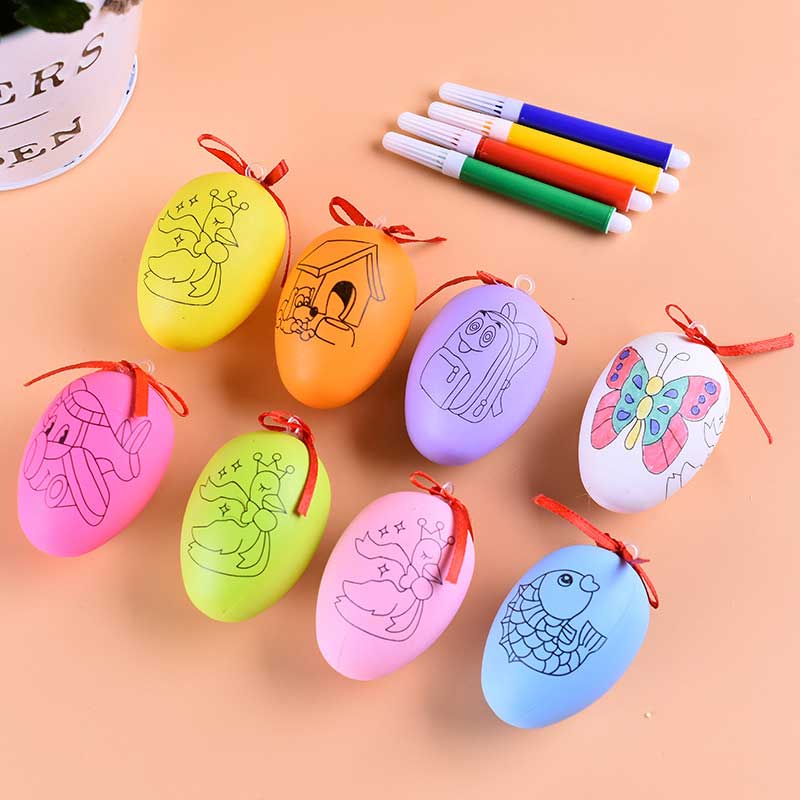 10pcs Pattern Painting Easter Egg with Color Pens