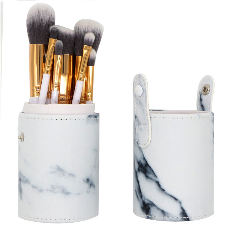 10pcs Premium Marble Texture Synthetic Hair Makeup Brushes Set with Case