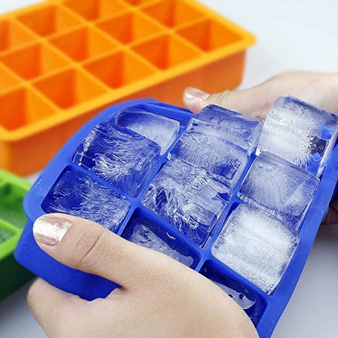 15-Cube Silicone Ice Cube Trays Easy-Release Flexible Ice Cube Mould Makers