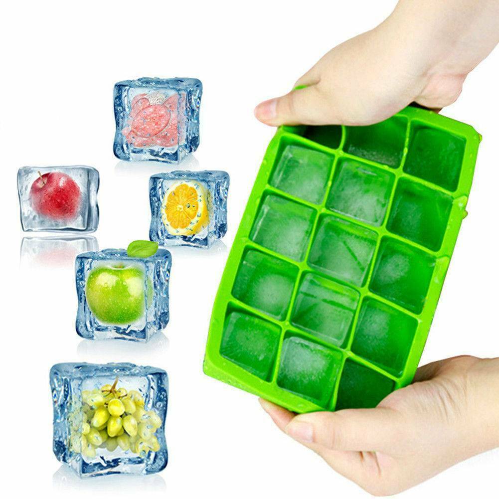 15-Cube Silicone Ice Cube Trays Easy-Release Flexible Ice Cube Mould Makers