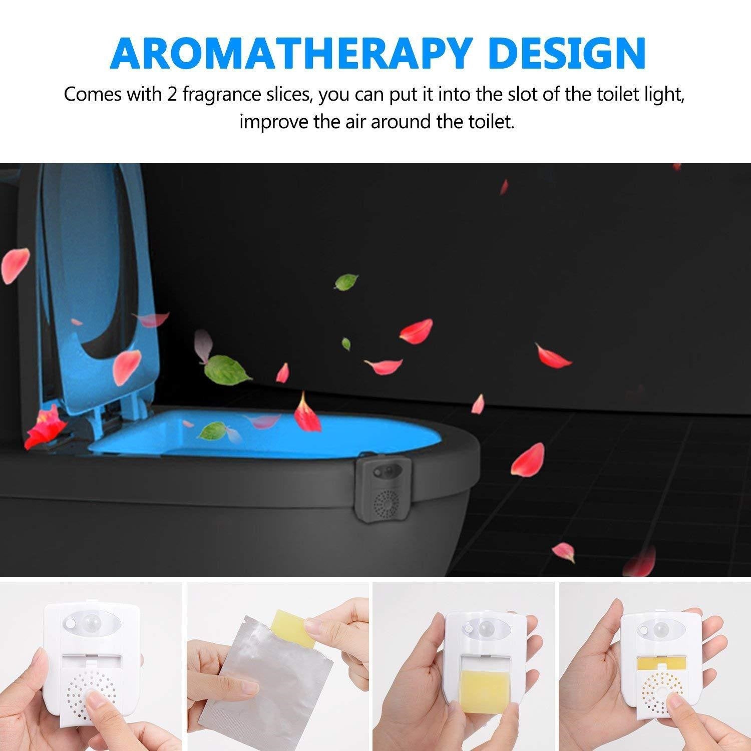 16 Colors Motion Sensor LED Toilet Bowl Light with UV & Aromatherapy