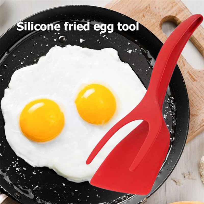 2-In-1 Silicone Spatula Fried Egg Flipping Turner  Home Kitchen Cooking Tool
