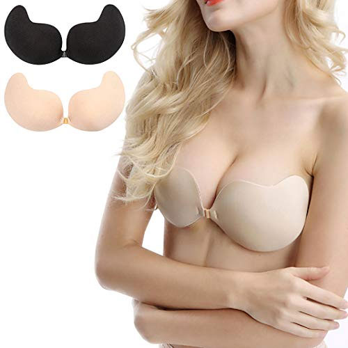  Adhesive Invisible Silicone Sticky Bra 2 Pair, Push