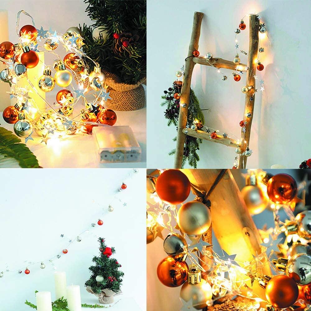 20LED Battery Operated Christmas Tree Ball String Lights with Jingle Bell and Twinkle Star