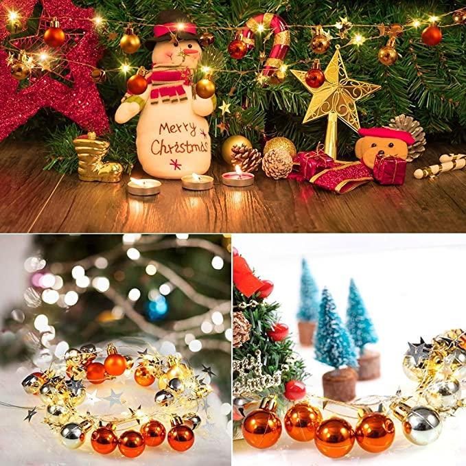 20LED Battery Operated Christmas Tree Ball String Lights with Jingle Bell and Twinkle Star