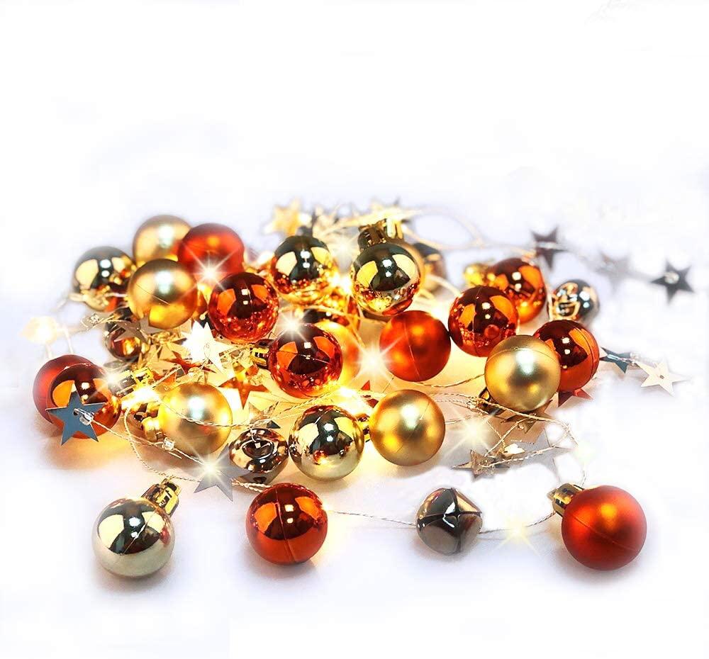 20LED Battery Operated Christmas Tree Ball String Lights with Jingle Bell and Twinkle Star