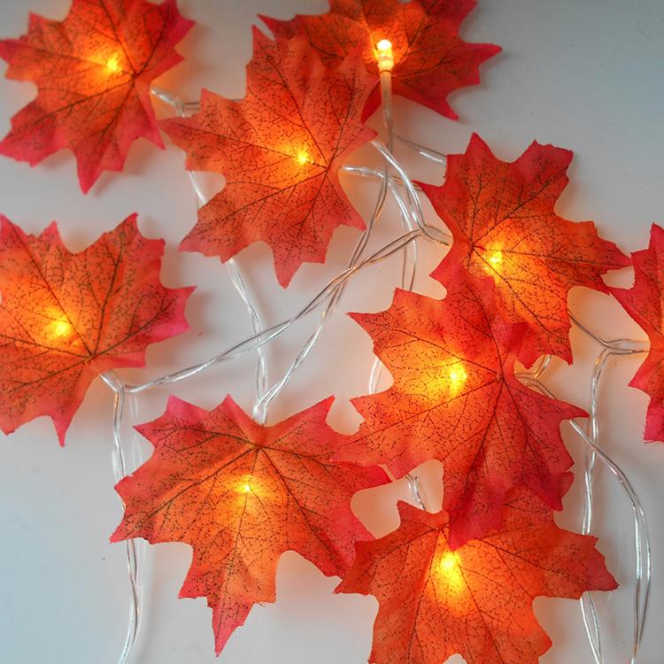 20 LED Maple Leaf String Lights with Remote Control 8 Modes for Thanksgiving Christmas