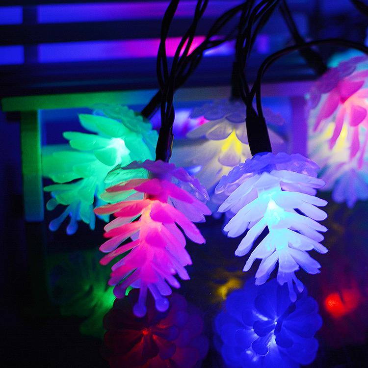 20 LED Pine Cone Fairy String Lights Solar Powered Waterproof Decor