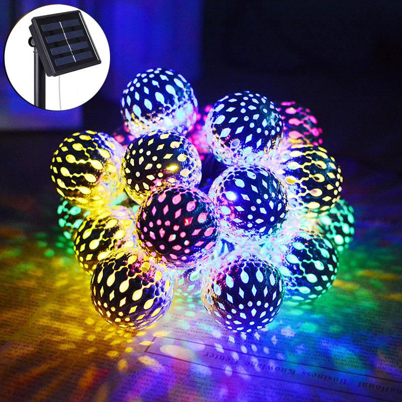 20 LED Moroccan Globe Ball Waterproof Solar Fairy String Lights