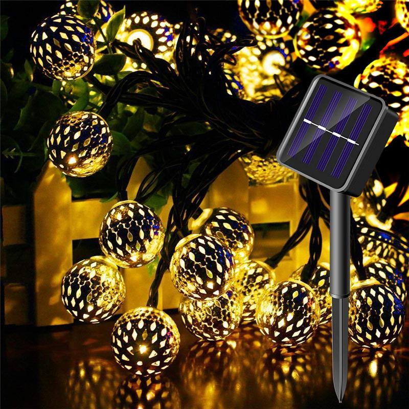 20 LED Moroccan Globe Ball Waterproof Solar Fairy String Lights