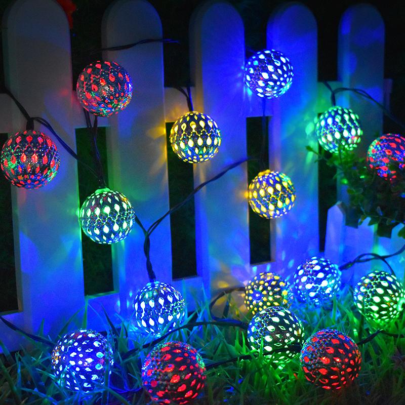 20 LED Moroccan Globe Ball Waterproof Solar Fairy String Lights