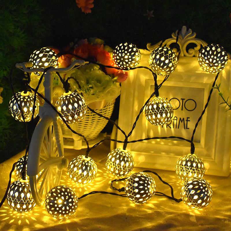 20 LED Moroccan Globe Ball Waterproof Solar Fairy String Lights