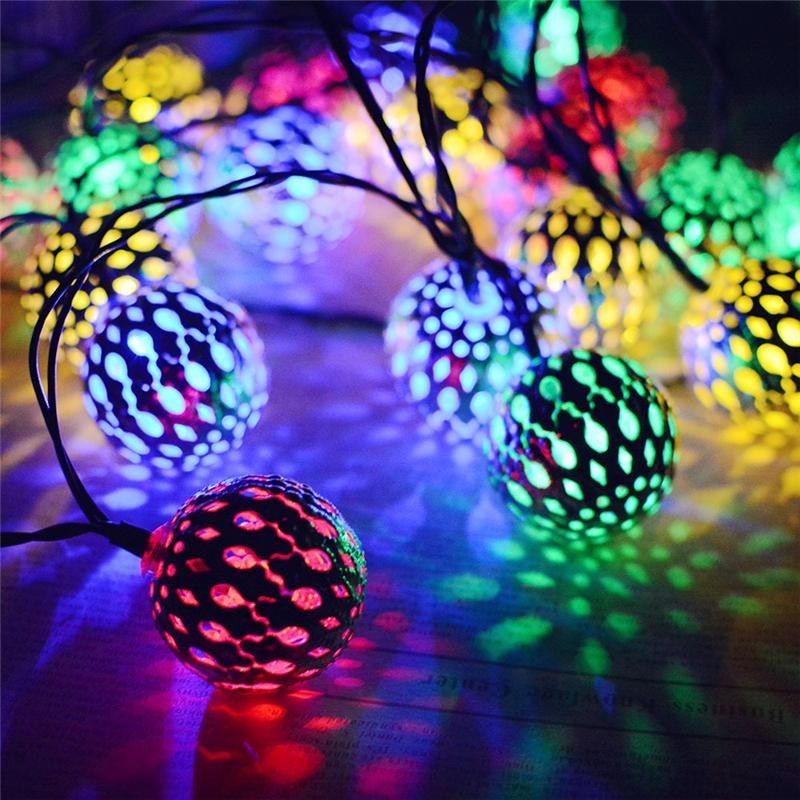 20 LED Moroccan Globe Ball Waterproof Solar Fairy String Lights