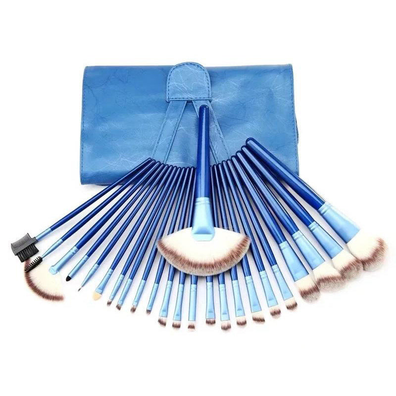 24pcs Premium Blue Cosmetic Makeup Brush Set with Bag